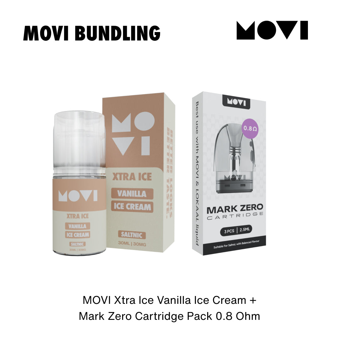 BUNDLING LIQUID MOVI SALTNIC VANILLA ICE CREAM 30ML + CARTRIDGE MARK ZERO 0,8 1 PACK