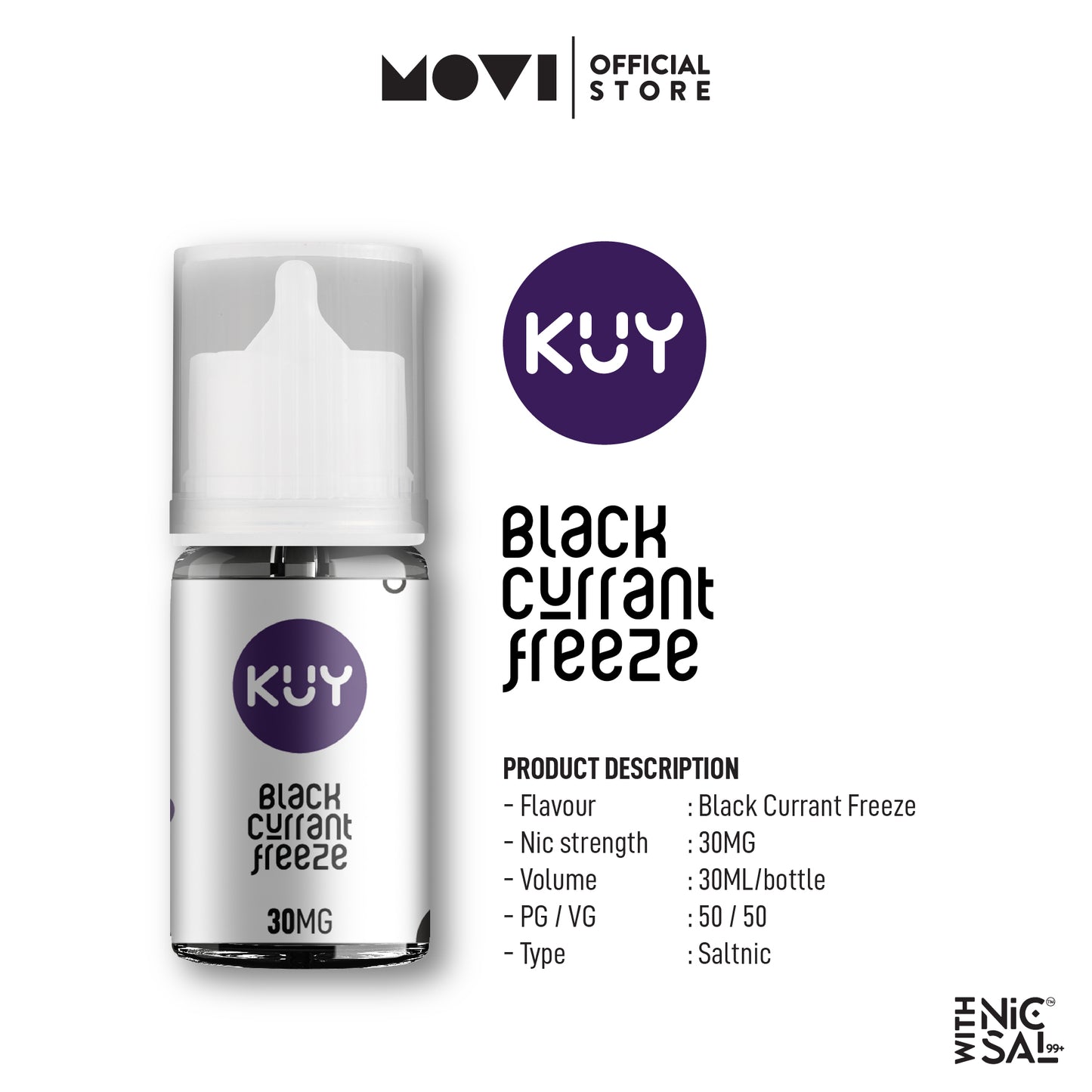 LIQUID KUY SALT BLACKCURRANT FREEZE 30MG 30M BY MOVI