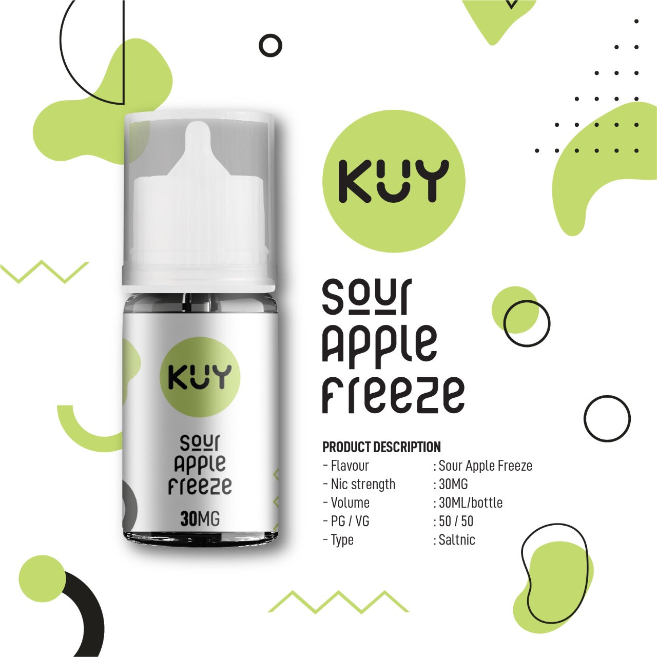 LIQUID KUY SALT SOUR APPLE FREEZE 30MG 30ML BY MOVI