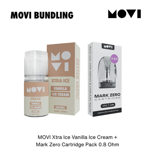 BUNDLING LIQUID MOVI SALTNIC VANILLA ICE CREAM 30ML + CARTRIDGE MARK ZERO 0,8 1 PACK