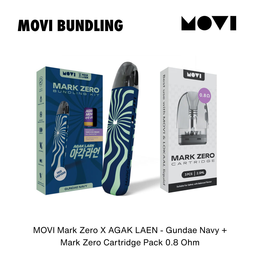 BUNDLING POD MARK ZERO X AGAK LAEN GUNDAE NAVY X LQ MOVI AGAK TARO ICE CREAM 15ML + CT MARK ZERO 0,8 1 PACK