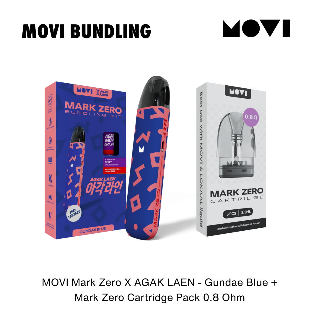 BUNDLING POD MARK ZERO X AGAK LAEN GUNDAE BLUE - LQ MOVI AGAK BERRY 15ML + CT MARK ZERO 0,8 1 PACK