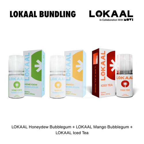 BUNDLING LIQUID LOKAAL SALTNIC HONEYDEW BUBBLEGUM 30ML x MANGO BUBBLEGUM 30ML x ICED TEA 30ML