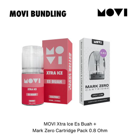 BUNDLING LIQUID MOVI SALTNIC ES BUAH 30ML + CARTRIDGE MARK ZERO 0,8 1 PACK