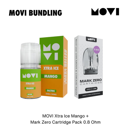 BUNDLING LIQUID MOVI SALTNIC MANGO 30ML + CARTRIDGE MARK ZERO 0,8 1 PACK