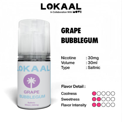 (PRE ORDER) LIQUID LOKAAL SALTNIC GRAPE BUBBLEGUM 30MG 30ML