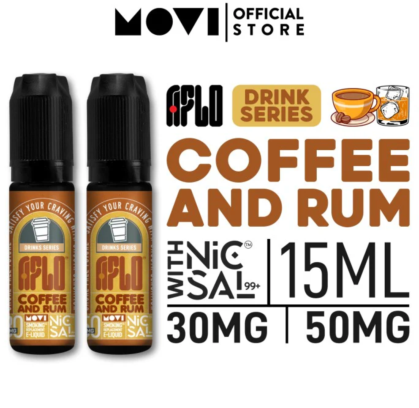 LIQUID AFLO COFEE AND RUM 15ML BY MOVI
