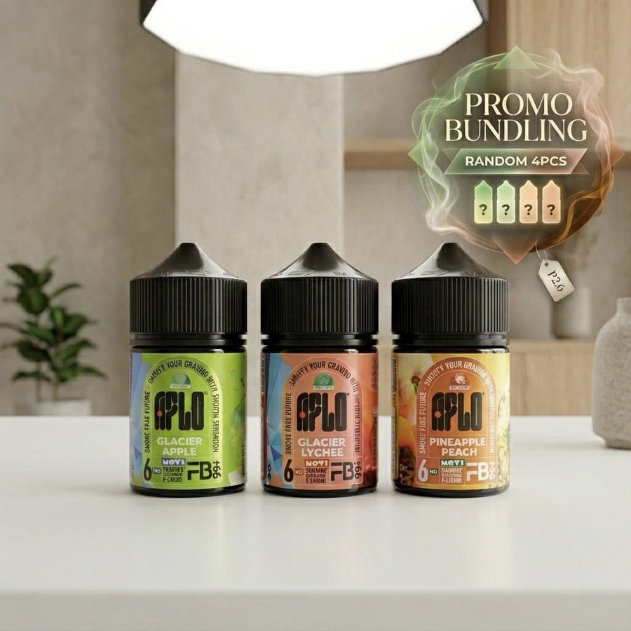 PROMO BUNDLING RANDOM 4 PCS LIQUID FREEBASE AFLO 99+ ICE GLACIER 60ML